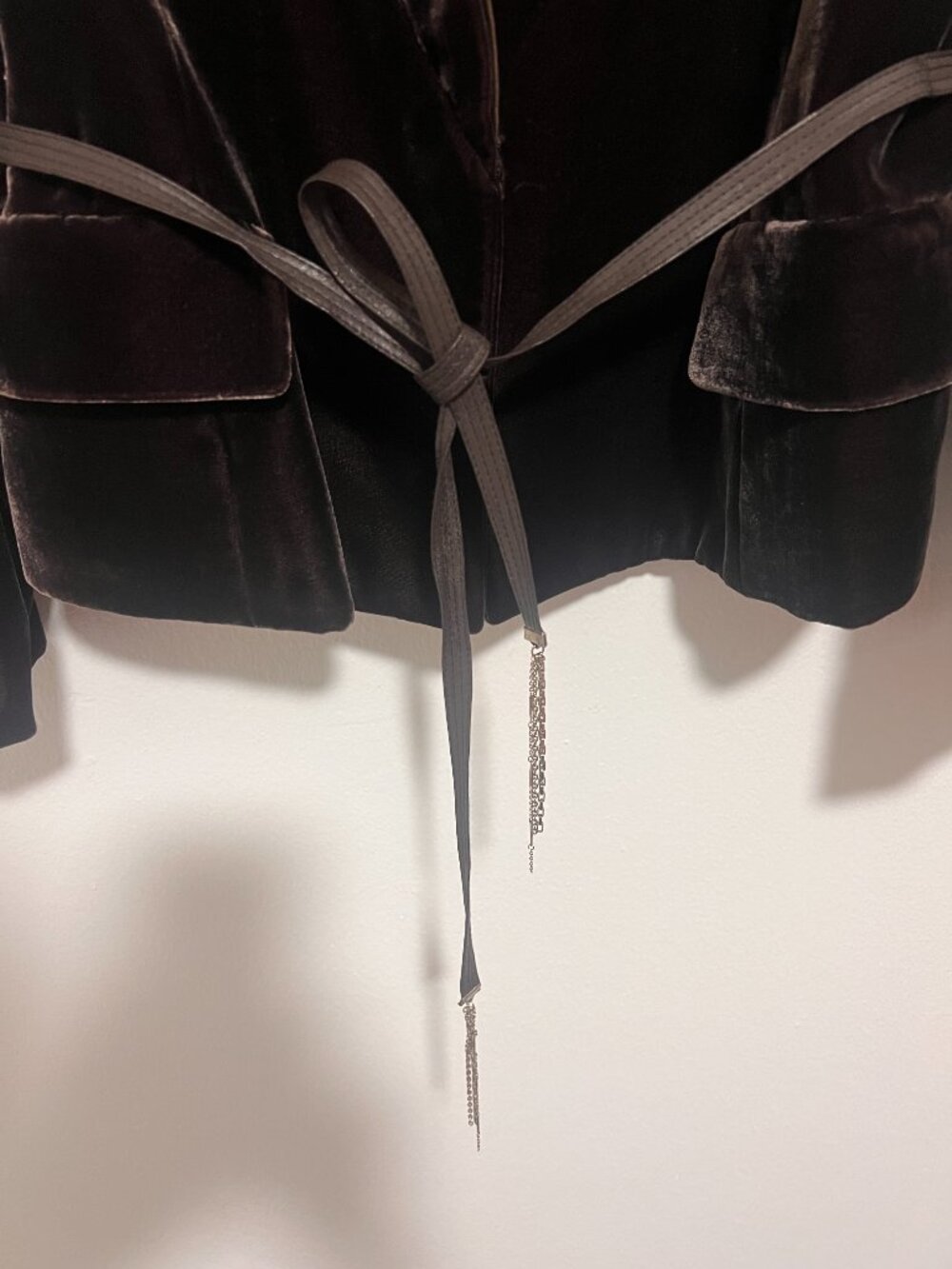 Kay Unger chocolate brown velvet belted blazer womens size 16 - Picture 3 of 9